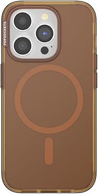 PopSockets Skal för iPhone 15 Pro med MagSafe, kompatibelt med trådlös laddning, grepp säljs separat, bärnstensfärgat